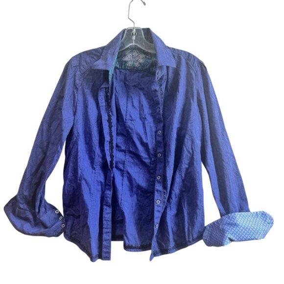 Robert Graham Paisley Cotton Long Sleeve Woven Button Down Shirt Floral Blue M - Picture 4 of 16